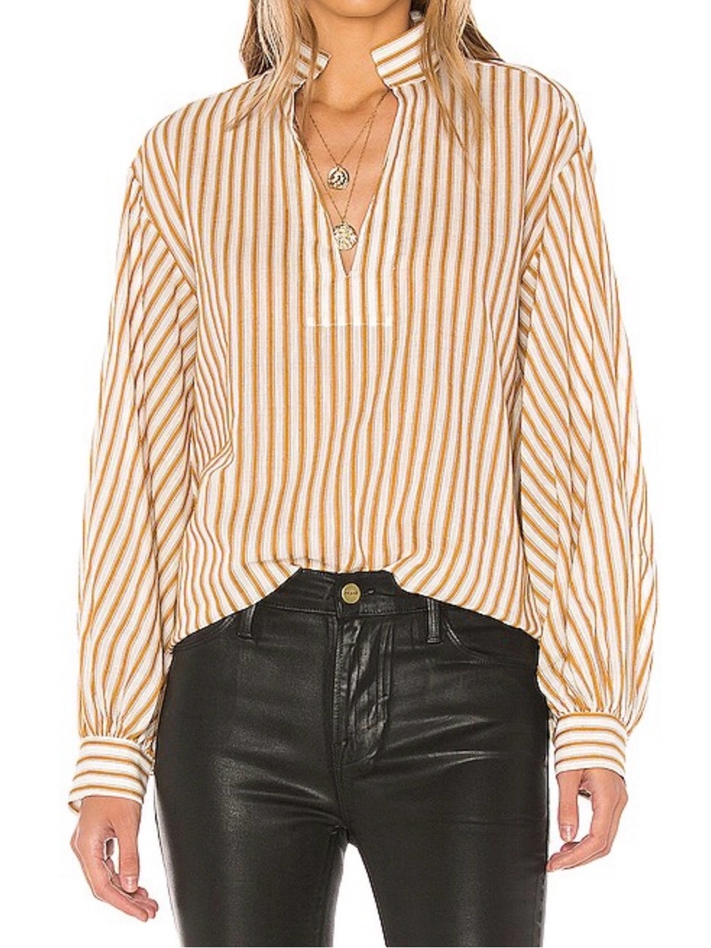 NILI LOTAN Joey Top en Ivory & Mustard size S